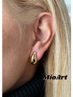 Mioart Kadın Gold Trend Damla Küçük Mini Küpe