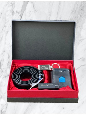 Hky Isme Özel Mekanizmalı Erkek Cüzdan Mekanizmalı Kemer Erkek Set