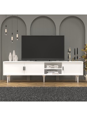 Cool Home Marin Tv Ünitesi Tv Sehpası 180 cm , Raflı , Beyaz