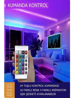 Luciole Rgb Abajur Tak Çalıştır Renkli Animasyonlu Tv Arkası  Yatak Odası  Bilgisayar  2metre  LCABJ52