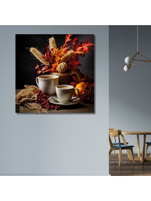 Gaagart Tekli Kare Kanvas Mutfak Tablosu Kahve Köşesi Teması ve Kokina