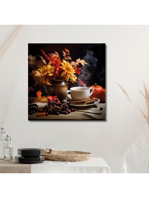 Gaagart Tekli Kare Kanvas Mutfak Tablosu Kahve Köşesi Teması Sarı Çiçek