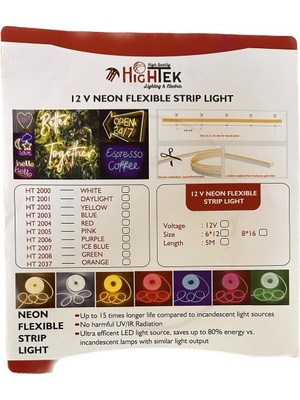 Hıghtek Neon LED 12 Volt Beyaz 6X12MM 5mt