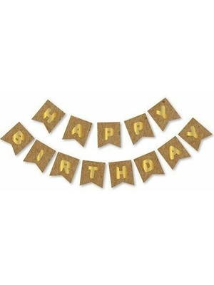 Parti Furyası Kraft Karton Üzeri Gold Altın yaldızlı Happy Birthday Yazılı Doğum Günü Partisi Yazı Banner Süs ve 20 Adet (Ten,bej ,karamel ve Kahverengi) Balon Süsl