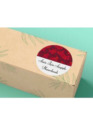 Casalinghi Kırmızı Sizin Için Sevgiyle Hazırlandı Etiketi Yuvarlak Mat Sticker 4 cm 33 Adet