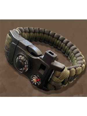 Jaspet Paracord Bileklik Düdüklü Pusulalı