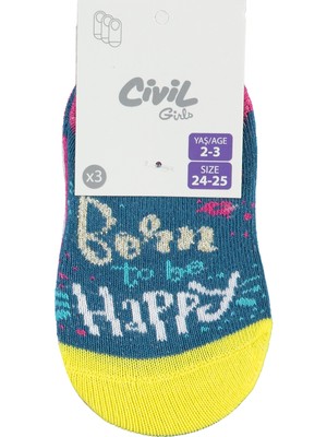 Civil Girls  Civil Girls Kız Çocuk 3'lü Babet Çorap 2-12 Yaş Petrol Yeşili