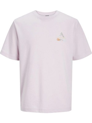 Jack & Jones O Yaka Baskılı Kısa Kollu Pembe Erkek T-Shirt 12253380