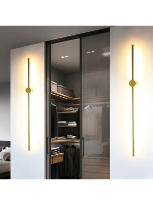 Zr Aydınlatma Gold 3000K 70CM Çubuk Aplik, Duvar Aydınlatması, LED Aplik, Modern Duvar Aplik