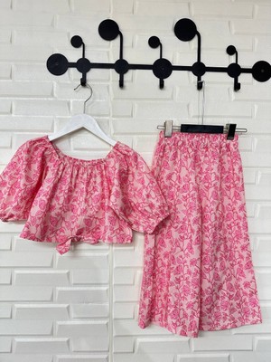 Lolipop Kids Store Kız Çocuk Kayık Yaka Crop Takım