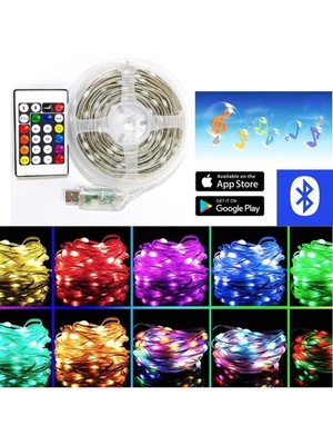 Gaman Rgb USB Bluetooth LED Işık Dekor Yılbaşı Ağacı Işığı Organizasyon Animasyonlu LED Işık 10 Metre