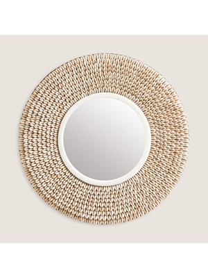 Chakra Shell Yuvarlak Ayna 40 cm Bej