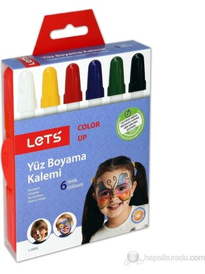 Lets Yüz Boyama Kalemi 6'lı Set - Karışık Renkler, Kolay Kullanım, L-6806