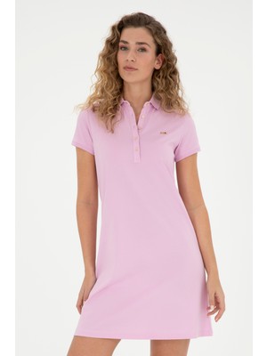U.S. Polo Assn. Kadın Pembe Polo Yaka Örme Elbise 50285859-VR041