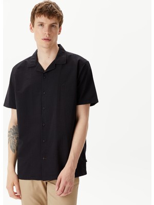 Nautıca Erkek Siyah Classıc Fıt Kısa Kollu Çizgili Gömlek W45407T.0TB