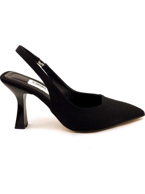 Ayakkabımood cc 809 9 cm Siyah Zara Arkası Açık Kadın Topuklu Ayakkabı