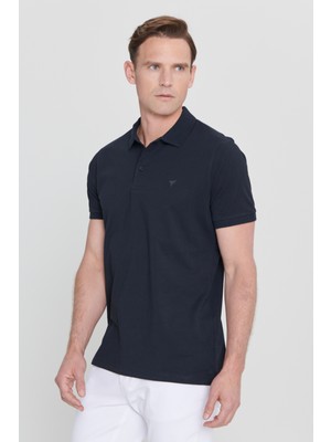 AC&Co / Altınyıldız Classics %100 Organik Pamuklu Erkek Lacivert Slim Fit Dar Kesim Polo Yaka Tişört