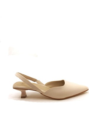 Ayakkabımood cc 608 4,5 cm Ten Zara Arkası Açık Kadın Topuklu Ayakkabı