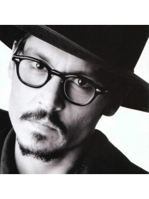 Qincao Johnny Depp Bilgisayar Gözlük Erkekler Retro Vintage Marka Gözlük Kadın Optik Gözlük Gözlük Çerçevesi Anti Mavi Işık Gözlük (Yurt Dışından)