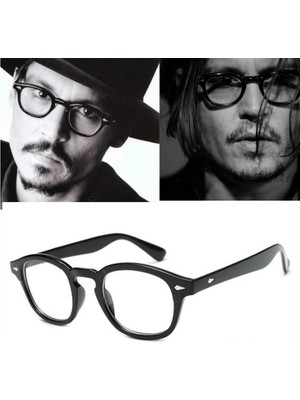 Qincao Johnny Depp Bilgisayar Gözlük Erkekler Retro Vintage Marka Gözlük Kadın Optik Gözlük Gözlük Çerçevesi Anti Mavi Işık Gözlük (Yurt Dışından)