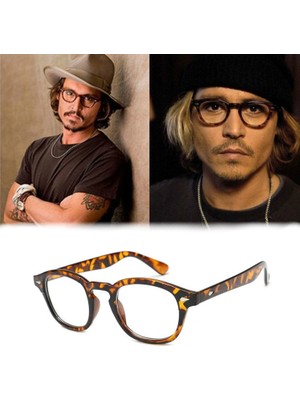 Qincao Johnny Depp Bilgisayar Gözlük Erkekler Retro Vintage Marka Gözlük Kadın Optik Gözlük Gözlük Çerçevesi Anti Mavi Işık Gözlük (Yurt Dışından)