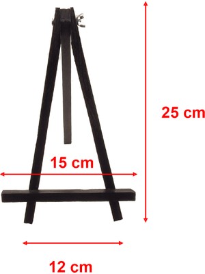 Hiçdurmaal Siyah Renk Boyalı Çam Ağacı Şövale Teşhir Ayak 25X12 cm 1 Adet