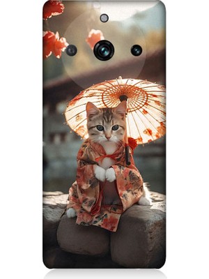 Teknomeg Realme 11 Pro Plus Uyumlu Geyşa Kıyafetli Kedi Desenli Silikon Kılıf