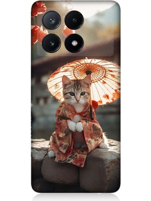 Teknomeg Xiaomi Poco X6 Pro Uyumlu Geyşa Kıyafetli Kedi Desenli Silikon Kılıf
