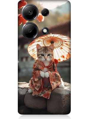 Teknomeg Redmi Note 13 Pro 4g Uyumlu Geyşa Kıyafetli Kedi Desenli Silikon Kılıf