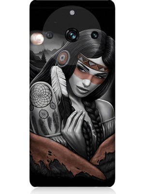 Teknomeg Realme 11 Pro Plus Uyumlu Kızılldereli Kız Dreamcatcher Desenli Silikon Kılıf