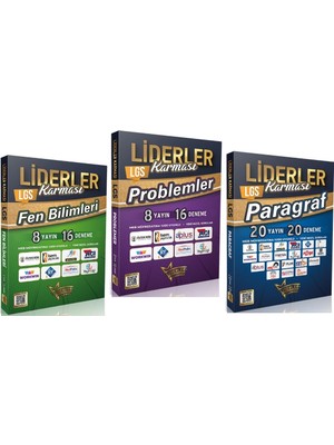 Liderler Karması LGS Fen Bilimleri - Problemler - Paragraf Denemeleri 3'lü Set