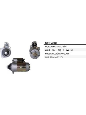 Dodo Marş Motoru 24V 9 Diş 3,0 Kw Fiat 35NC 50NC Otoyol Iveco 85 12 63217226 STR4680 Dodo