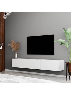 Mezza 1230 Sole 3 Kapaklı Kulpsuz 180 cm Tv Ünitesi Beyaz