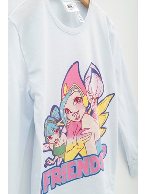 For You Kids 4'lü Winx Baskılı Tshirt Şort Pantolon Beyaz Takım