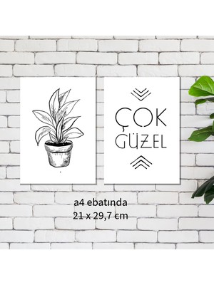 Fatofotofan Minimalist Çok Güzel 2'li  Poster Çerçevesiz A4 Ebat