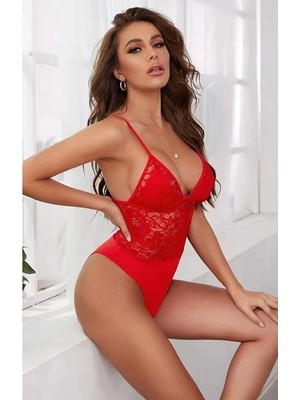 Sialess Lingerie Kadın Kırmızı Yeni Sezon Dantel  Iç Çamaşırı Babydol B-6019