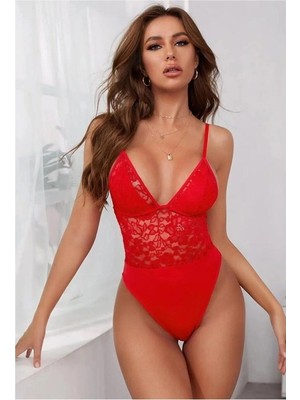 Sialess Lingerie Kadın Kırmızı Yeni Sezon Dantel  Iç Çamaşırı Babydol B-6019