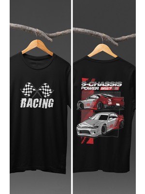 Fuddy Moda  Street Racing Car Sırt Baskılı T-Shirt, Racing Araba Yarış Temalı Baskılı Tişört