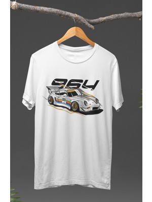 Fuddy Moda  Porsche 964 Baskılı T-Shirt, Araba Yarış Temalı Baskılı Tişört
