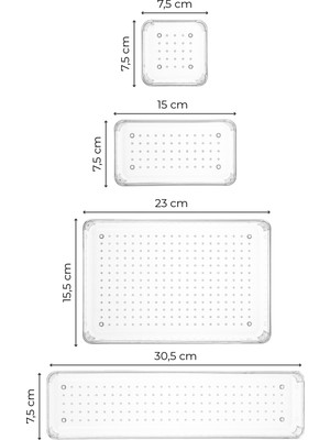 Vienev 6lı Şeffaf Çekmece Içi Modüler Düzenleyici Organizer 2x( K.kare K.dkdrtgn) 1x(O.d.dkdrtgn)