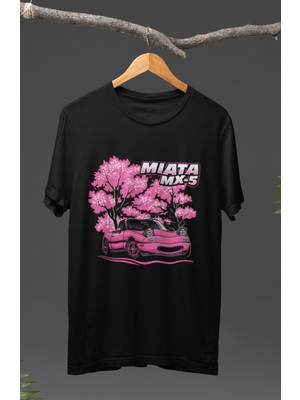 Fuddy Moda  Mazda Miata Mx-5 Baskılı T-Shirt, Araba Yarış Temalı Tişört