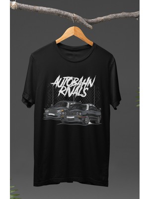 Fuddy Moda  Gri Bmw E30 Baskılı T-Shirt, Araba Yarış Temalı Baskılı Tişört