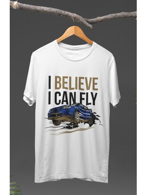 Fuddy Moda  Subaru I Believe I Can Fly Baskılı T-Shirt, Araba Yarış Temalı Baskılı Tişört