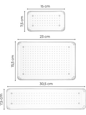 Vienev 7li Şeffaf Çekmece Içi Modüler Düzenleyici Organizer 1x(D.dkdrtgn) 2x(O. Dkdrtgn) 4x(K.dkdrtgn)