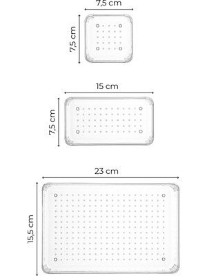 Vienev 5li Şeffaf Çekmece Içi Modüler Düzenleyici Organizer 2x(K.kare  K.dkdrtgn) 1x (O.dkdrtgn)