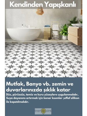 Trendpoint Kendinden Yapışkanlı Pvc Sticker 6ADET 20CM×20CM Mutfak Banyo Duvar Zemin Kaplama