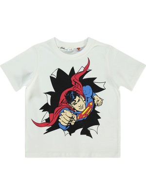 Superman Erkek Çocuk Tişört 2-5 Yaş Ekru