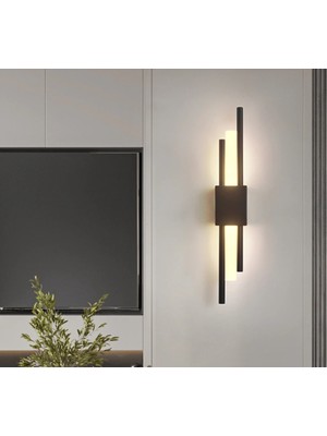 Zr Aydınlatma Siyah 6500K 50CM Akrilikli Boru Duvar Lambası,led Aplik,modern Aydınlatma