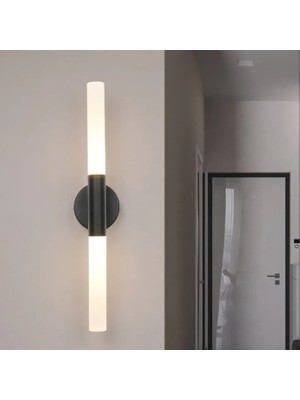 Zr Aydınlatma Siyah 4000K 40CM Çift Akrilik Boru Duvar Lambası,led Aplik,modern Aydınlatma