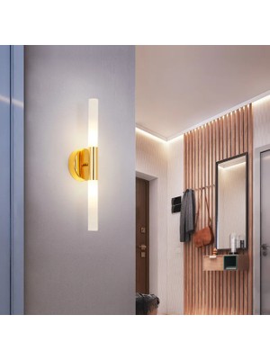 Zr Aydınlatma Eskitme Gold  6500K 40CM Çift Akrilik Boru Duvar Lambası,led Aplik,modern Aydınlatma